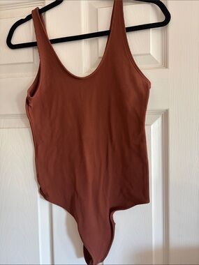 Abercrombie & fitch women’s Ribbed thong bodysuit in Rust